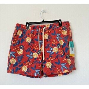 Fair‎ Harbor The Bungalow Water Repellent Swim Trunks Red Tropical Size XXL NWT